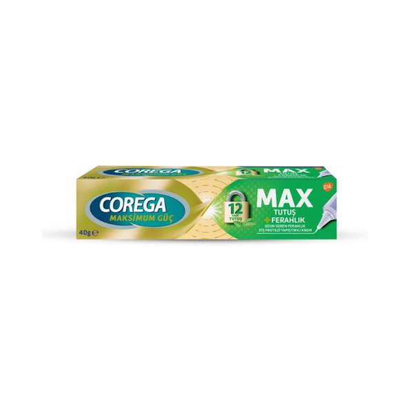 Corega Max Hold and Freshness 40g - Strong Hold Dental Prosthesis Adhesive Cream with Mint Flavor