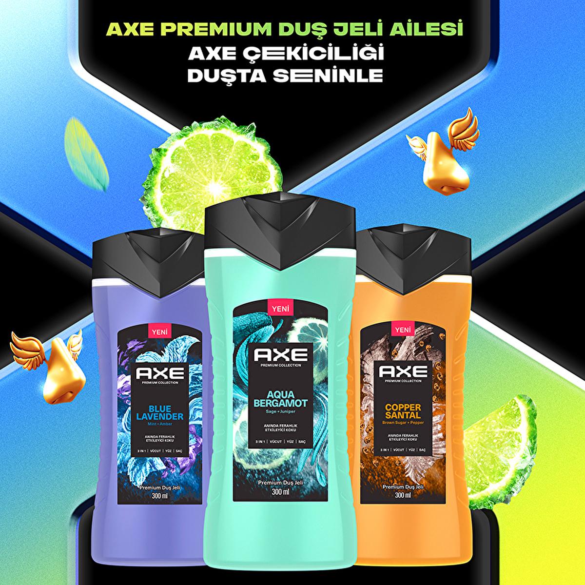 Axe Premium Collection Aqua Bergamot 3-in-1 Shower Gel for Men - Refreshing, Invigorating, and Convenient Body, Hair, and Face Cleanser