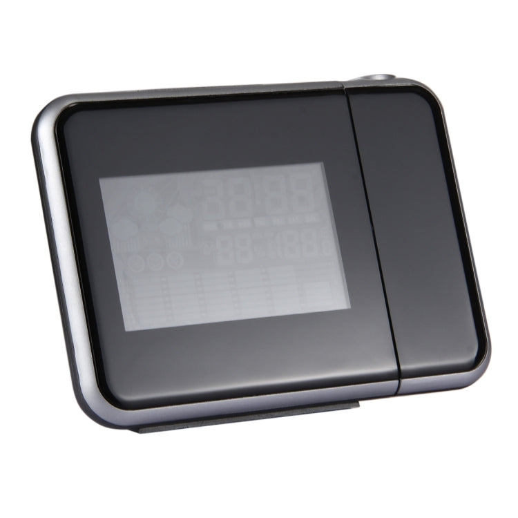 Multifunctional Digital Color LCD Display LED Projection Alarm Clock with Weather Station / Temperature / Humidity / Calendar(Black)
