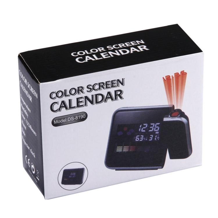 Multifunctional Digital Color LCD Display LED Projection Alarm Clock with Weather Station / Temperature / Humidity / Calendar(Black)