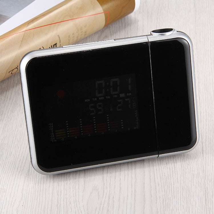 Multifunctional Digital Color LCD Display LED Projection Alarm Clock with Weather Station / Temperature / Humidity / Calendar(Black)