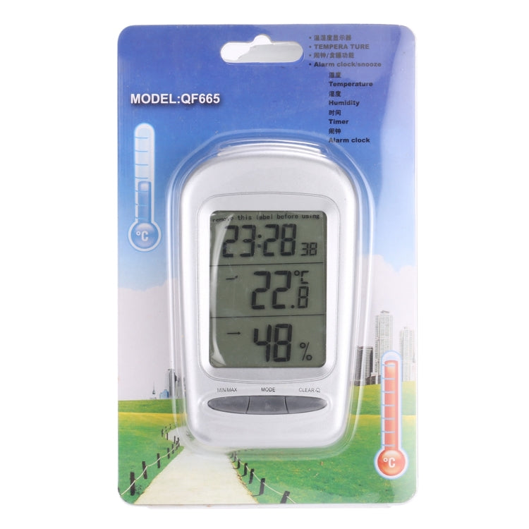 LCD Digital Desk Indoor Thermometer Hygrometer with Date / Clock / Freezing Warning(Silver)
