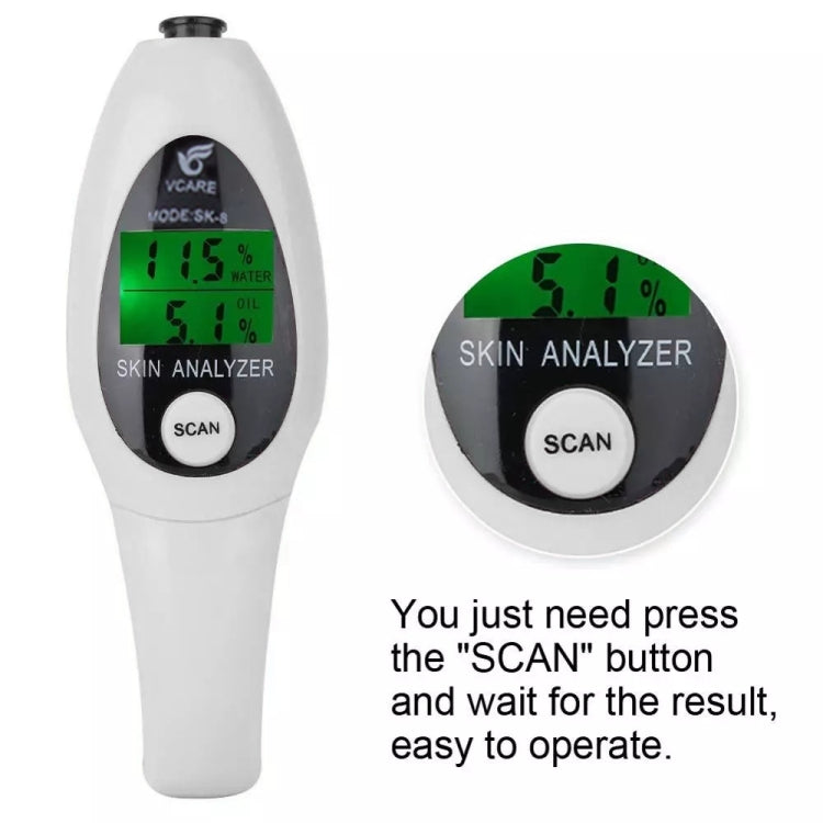 Mini Portable LCD Digital Moisture Skin Care Tester Moisture Oil Content Analyzer(White)