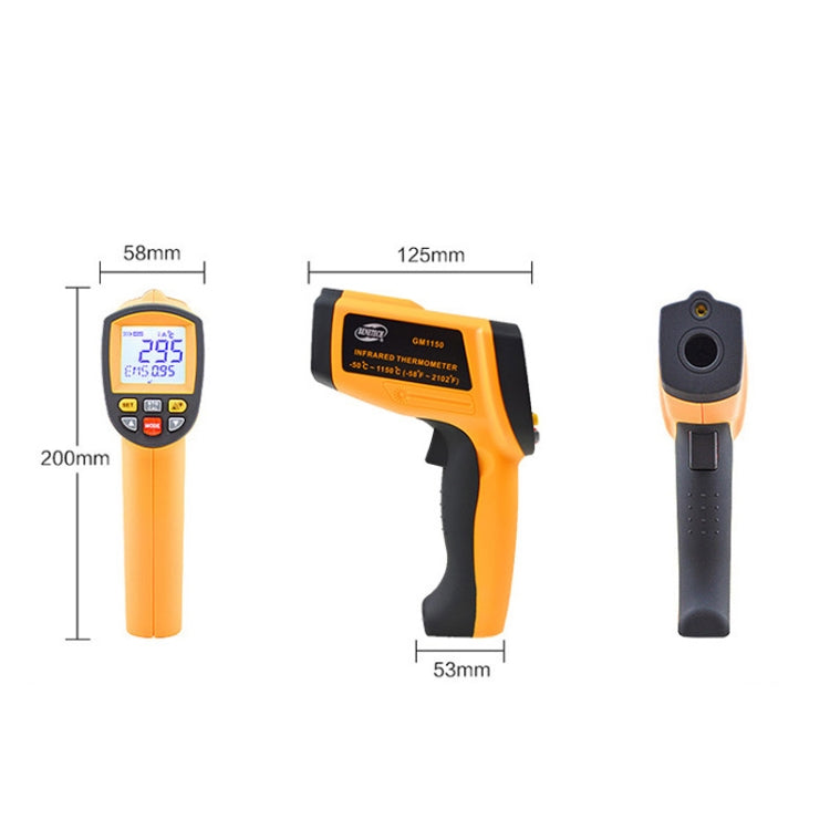 Infrared Thermometer, Temperature Range: -18 - 1150 Degrees Celsius(Orange)