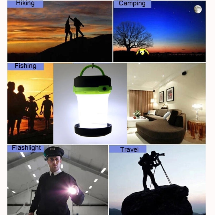 Outdoor Portable Camping Flashlight, Retractable LED 3-Mode Lantern Light Tent Lamp (Black)