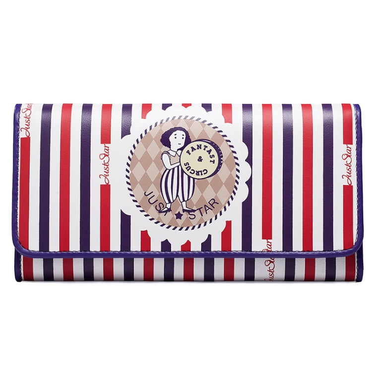 Just Star 3-fold Dreamlike Pattern Printing Long Wallet(Purple)