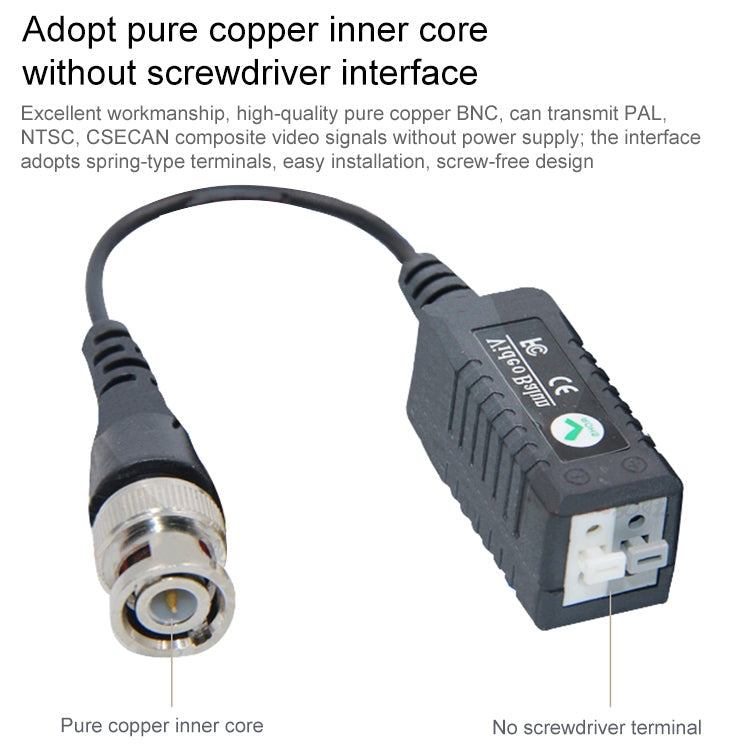 CCTV Via Twisted Pairs Passive UTP Video Transceiver(Black)