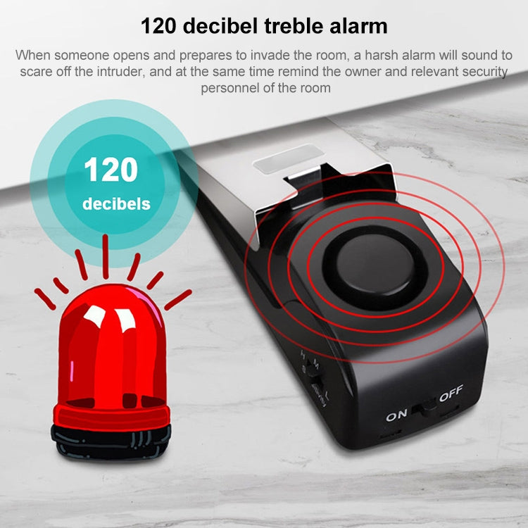 HH-MD001 Door Stop Wedge Alarm for Home and Travel(Black)