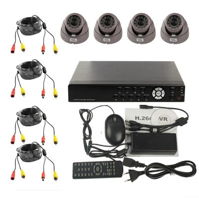4-CH Embedded Digital Video Recorder Kit (1 / 3 Sony CCD, 420TVL, 24 x IR LED, 6mm Lens, IR Distance: 25m, H.264 (8204EV+622A)