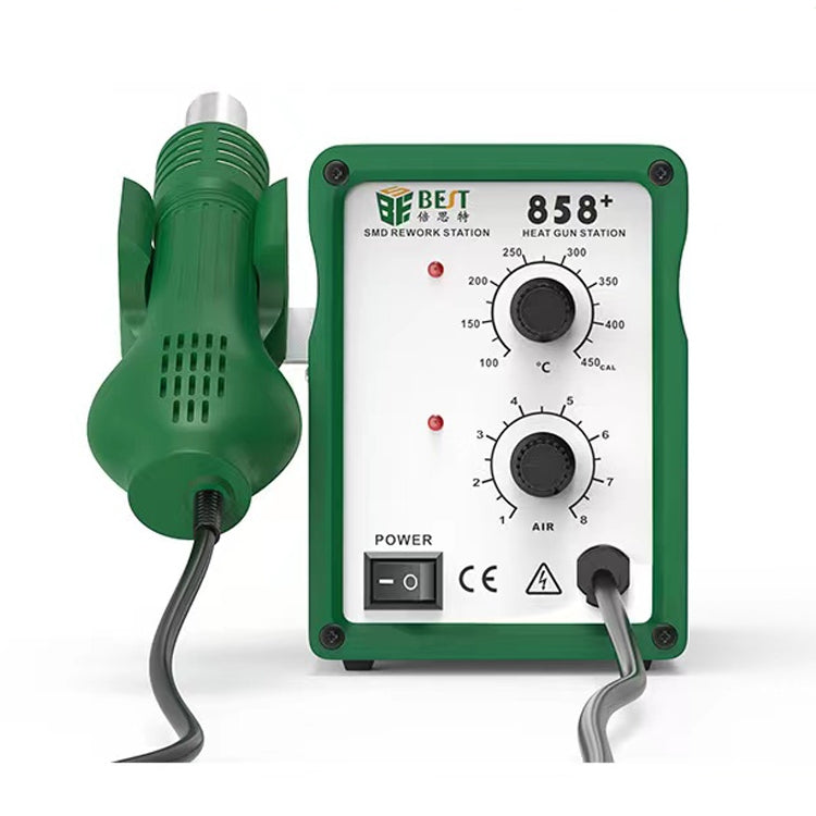 BEST BST-858+ AC 220V 50Hz 650W Adjustable Temperature Unleaded Hot Air Gun with Helical Wind(Green)