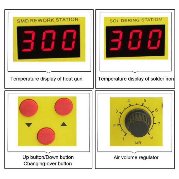 BEST BST-898D 2 in 1 AC 220V 720W LED Displayer Helical Wind Adjustable Temperature Unleaded Hot Air Gun + Solder Station & Soldering Iron(Blue)