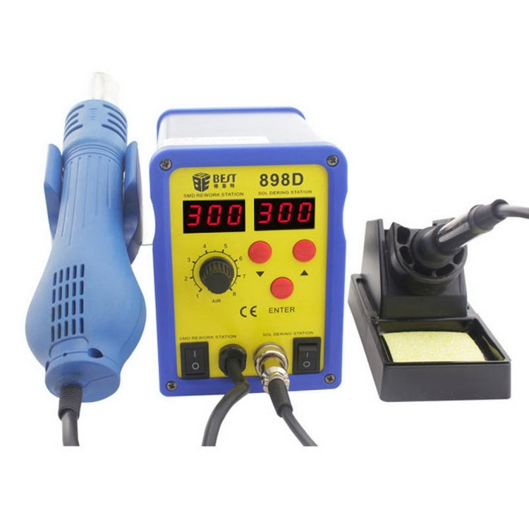 BEST BST-898D 2 in 1 AC 220V 720W LED Displayer Helical Wind Adjustable Temperature Unleaded Hot Air Gun + Solder Station & Soldering Iron(Blue)
