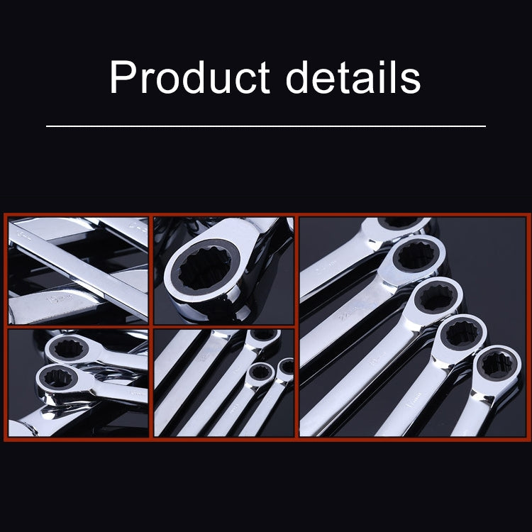 12-14mm Professional Double-head Ratchet Wrench, Length: 16.6cm(Silver)