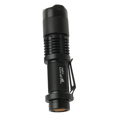 UltraFire Focus Flashlight, 3 Mode, XM-L T6 LED, White Light, Luminous Flux: 700lm, Length: 11.6cm(Black)