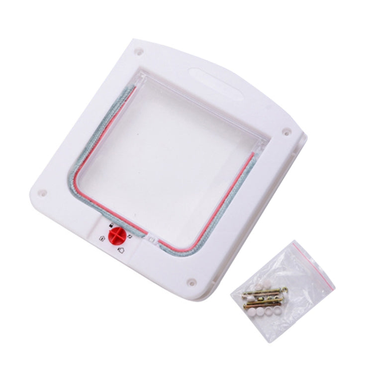 Cat / Small-scale Dog Friendly Transparent Flap, Universal 4 Way Locking(White)