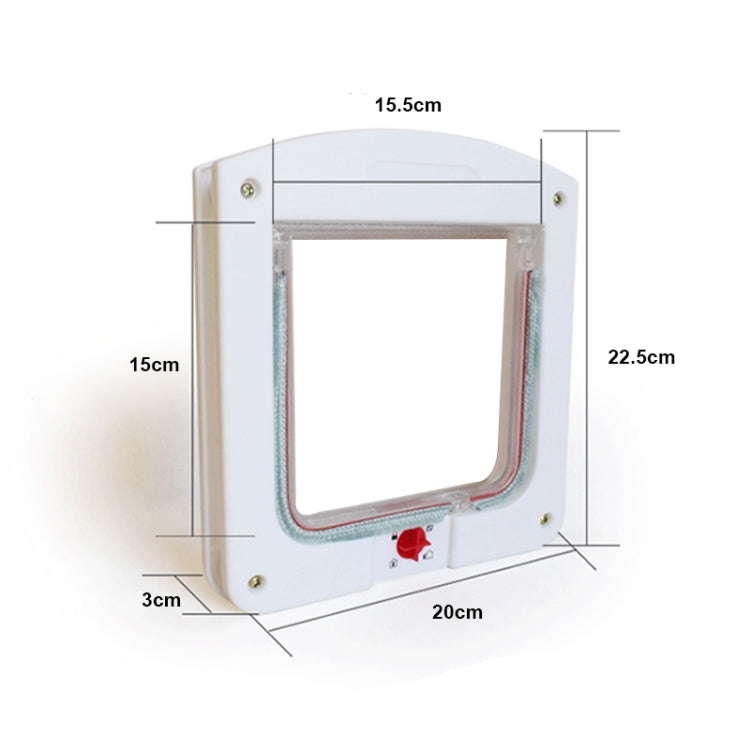 Cat / Small-scale Dog Friendly Transparent Flap, Universal 4 Way Locking(White)
