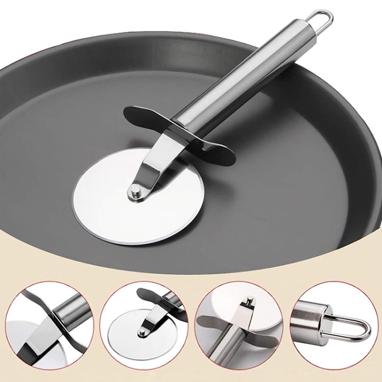 Stainless Steel Round Pizza Cutter Knife(Silver)
