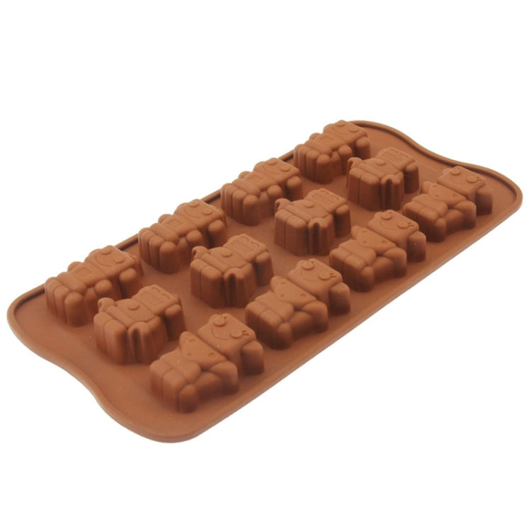Lovely Robot Shape 12-Grid Ice Cube Tray(Brown)