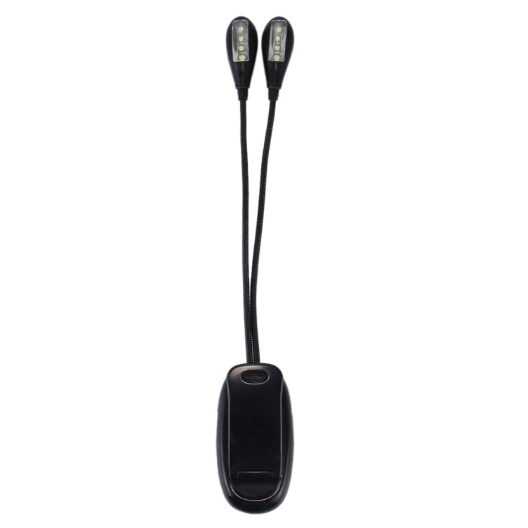 2 Arm LED Book Light, Dual Arms Clip On LED Light For Reading Camping Hiking(Black)