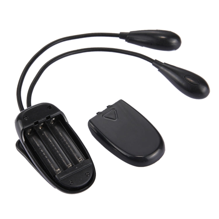 2 Arm LED Book Light, Dual Arms Clip On LED Light For Reading Camping Hiking(Black)