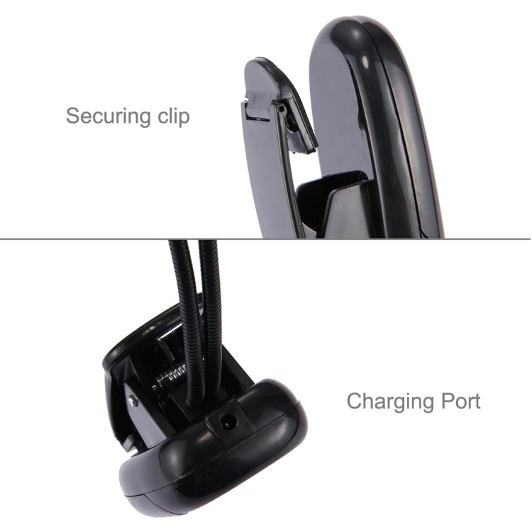 2 Arm LED Book Light, Dual Arms Clip On LED Light For Reading Camping Hiking(Black)