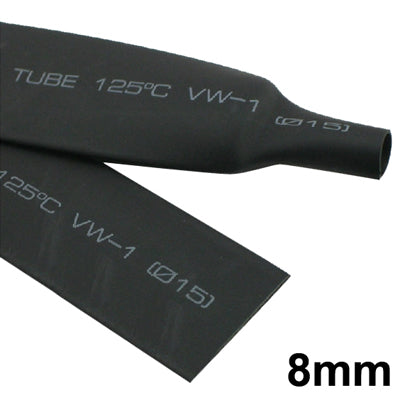 8mm Woer Flexible RSFR-H VW-1 Heat Shrink Tube, 125℃, Length: 10m (Black)