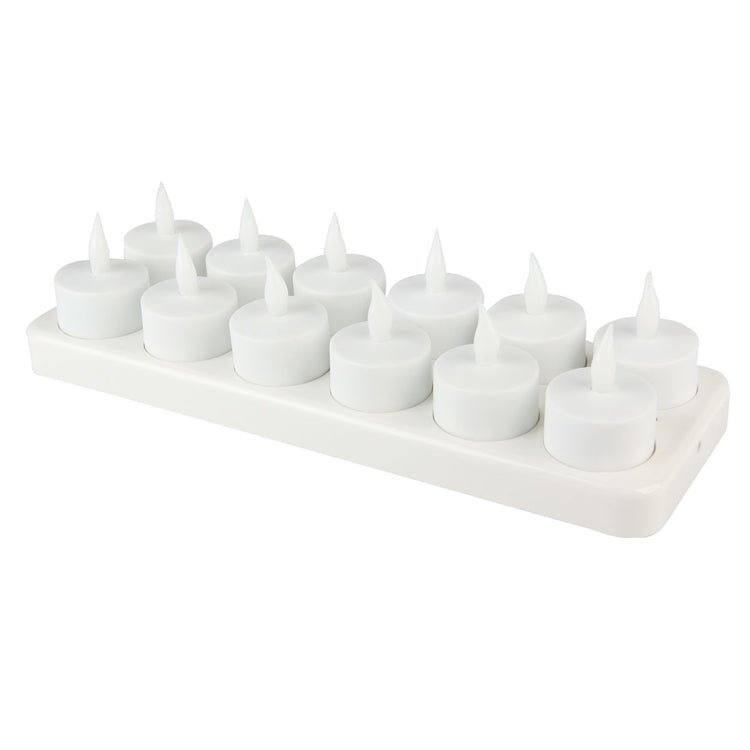 12 PCS  Flameless LED Tealight Flicker Candle Light, Rechargeable Home Decoration Light with Charging Board