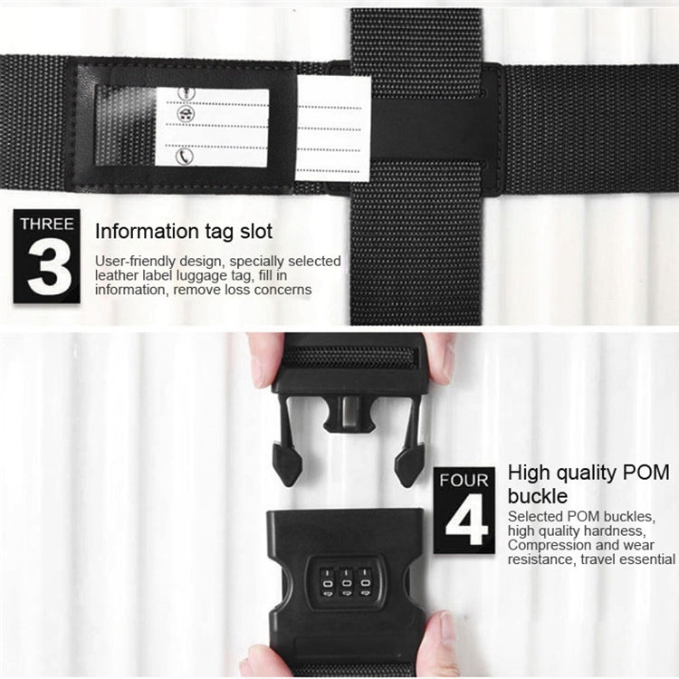 Luggage Strap Cross Belt Adjustable Packing Band Belt Strap with Password Lock for Luggage Travel Suitcase(Black)