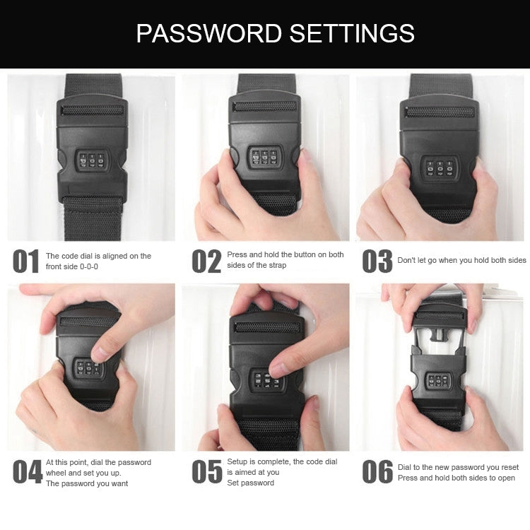 Luggage Strap Cross Belt Adjustable Packing Band Belt Strap with Password Lock for Luggage Travel Suitcase(Black)