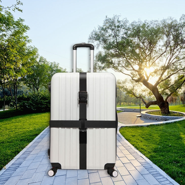 Luggage Strap Cross Belt Adjustable Packing Band Belt Strap with Password Lock for Luggage Travel Suitcase(Black)