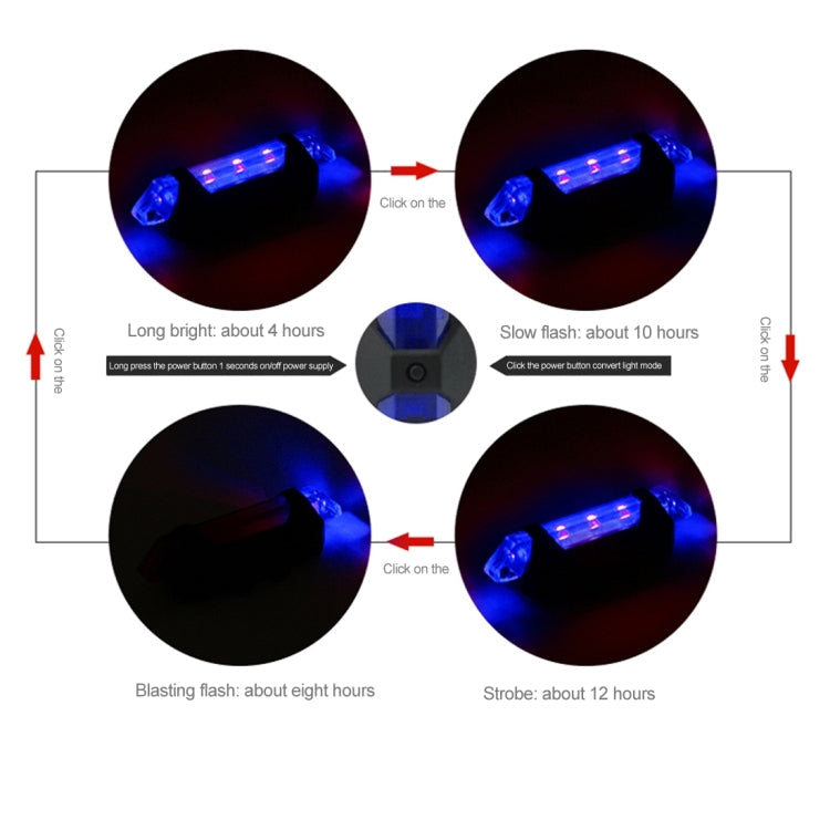 AQY-093 Detachable USB Rechargeable LED Bike Taillight(Blue)