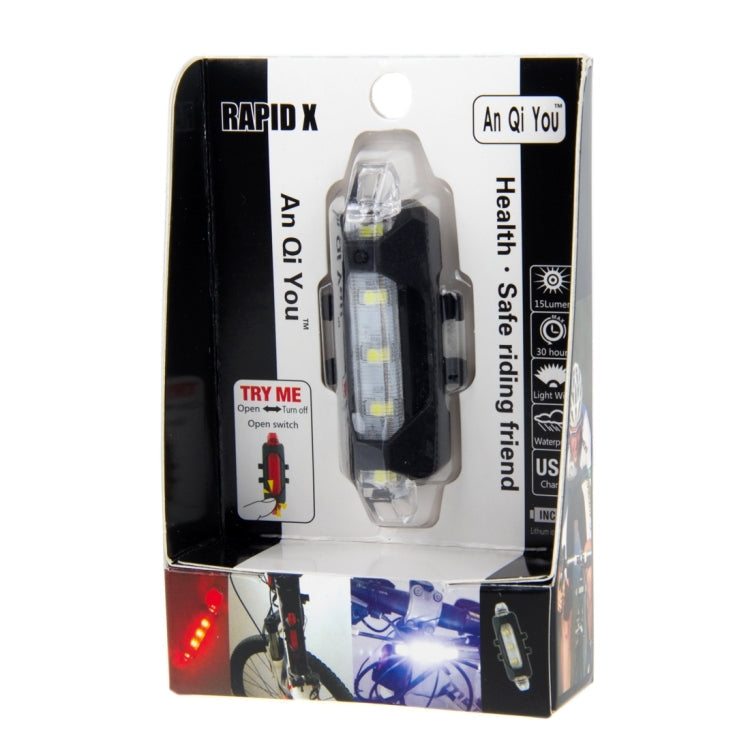 AQY-093 Detachable USB Rechargeable LED Bike Taillight(White)