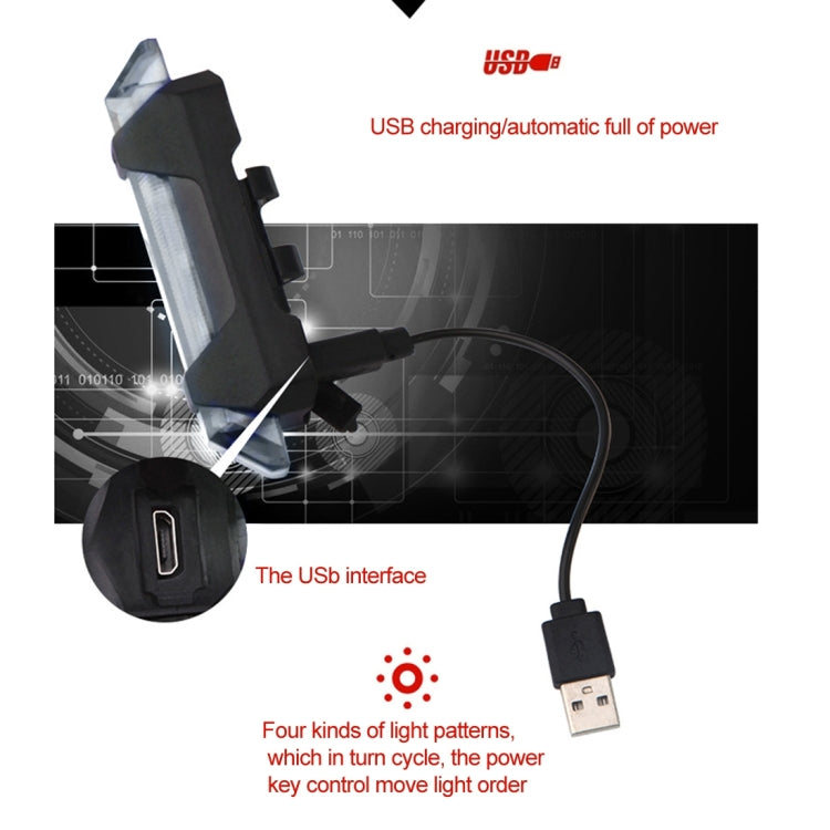 AQY-093 Detachable USB Rechargeable LED Bike Taillight(White)