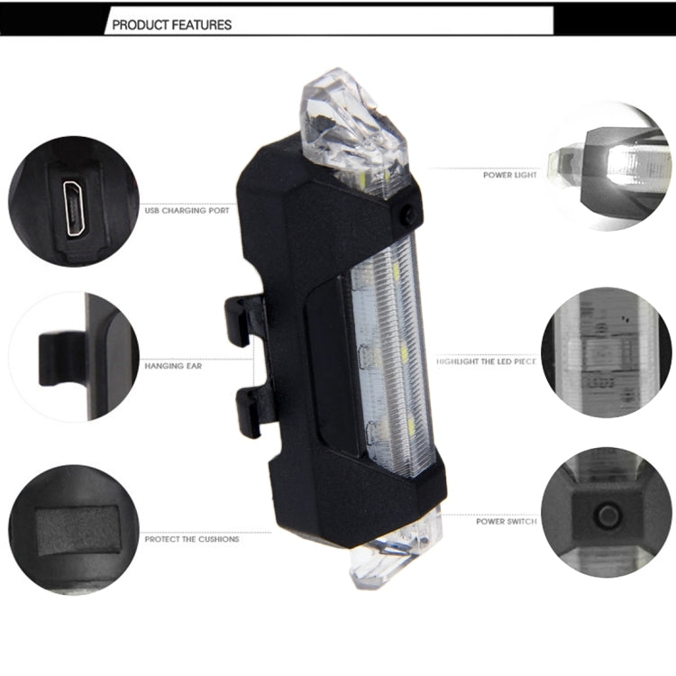 AQY-093 Detachable USB Rechargeable LED Bike Taillight(White)