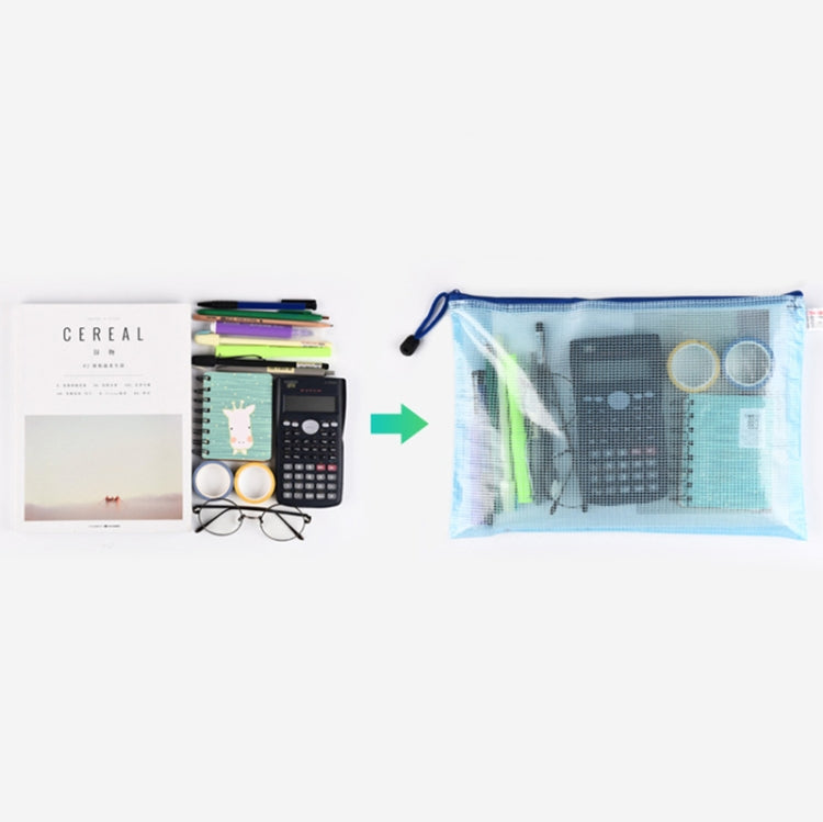 10 PCS Zipper Plastic Mesh Document File Bag, Random Color Delivery, Size: 33.5*23cm