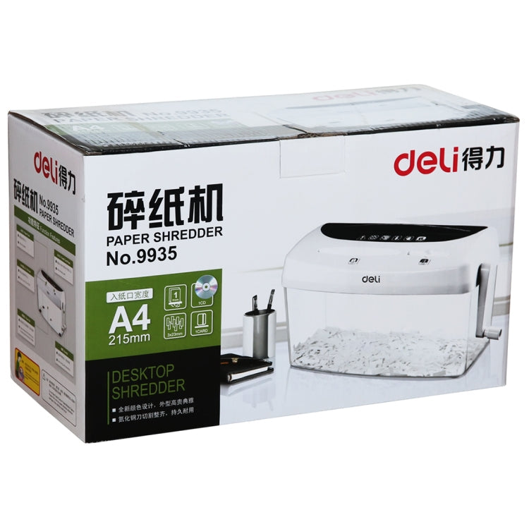 Deli Office Series Hand-cranked A4 / CD / Card Desktop Paper Shredder, Waste-bin Volume: 4L (No. 9935)(White)