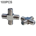 100 PCS 1 F Female to 3 F Female Jack 4 Way F Splitter TV Coax Adapter Connector