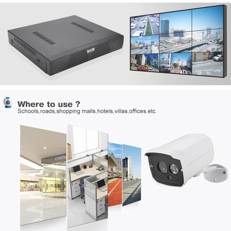 N4B7M 4Ch 960P P2P ONVIF 1.3 Mega Pixel IP Camera NVR Kit, Support Night Vision / Motion Detection, IR Distance: 20m