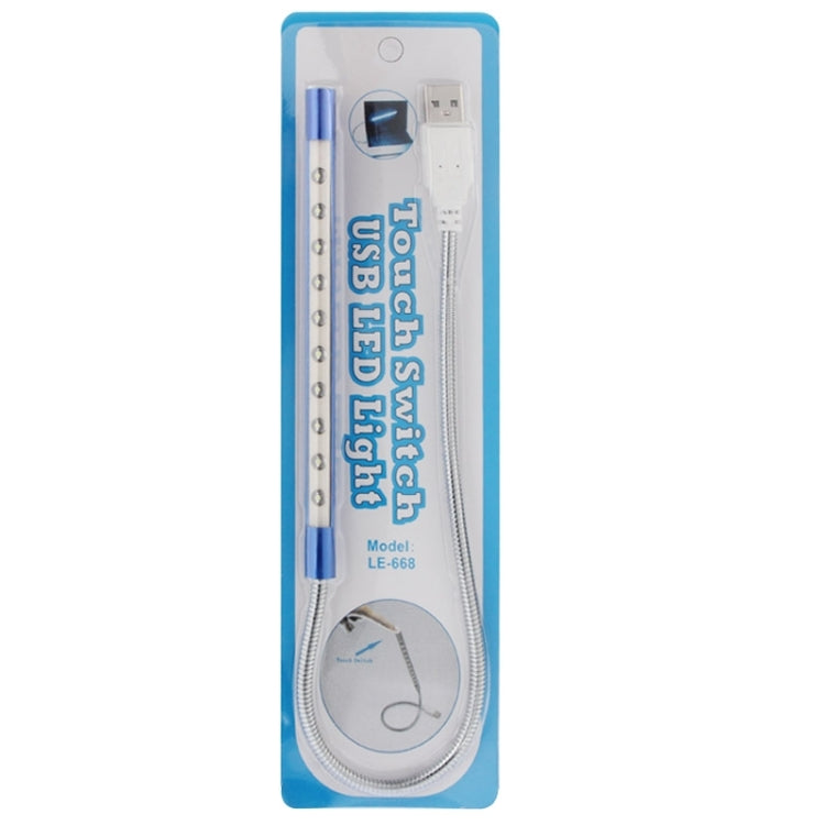 Portable Touch Switch  USB LED Light, 10-LED, 1W, White Light(Blue)