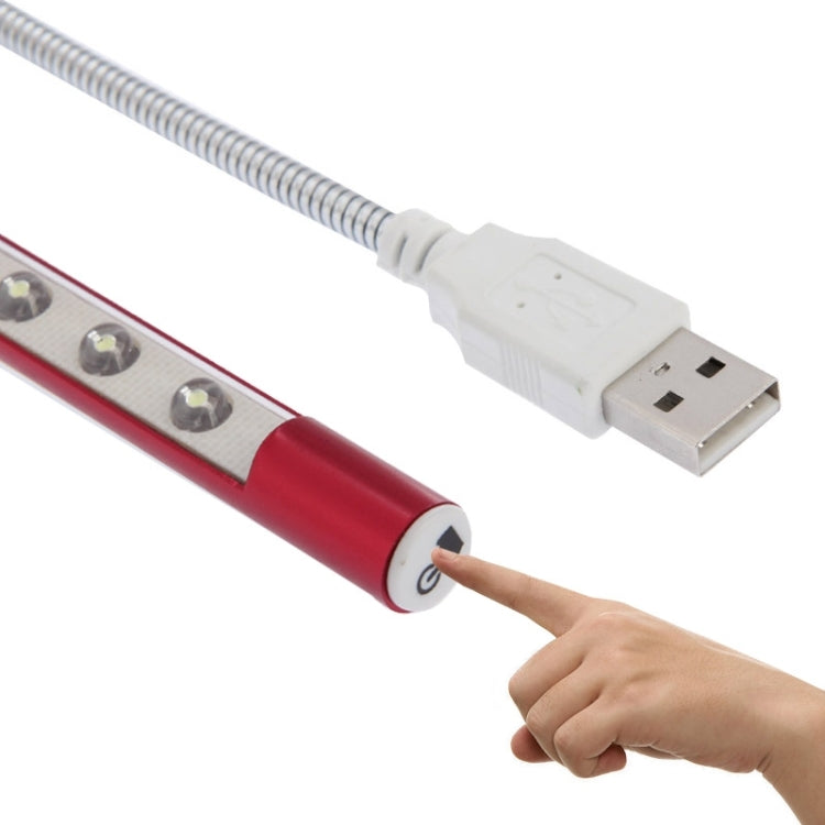 Portable Touch Switch  USB LED Light, 10-LED, 1W, White Light(Red)