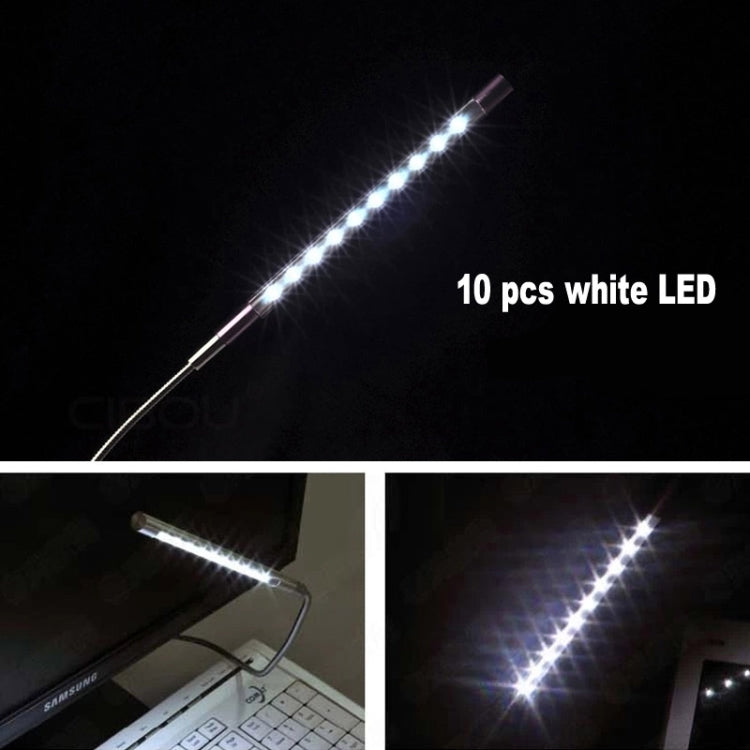 Portable Touch Switch  USB LED Light, 10-LED, 1W, White Light(Red)