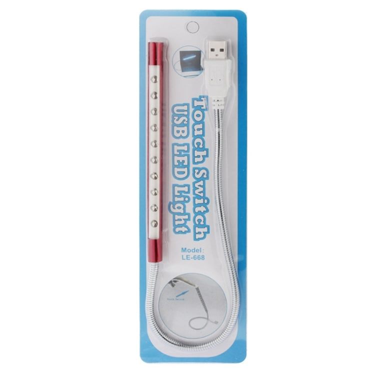 Portable Touch Switch  USB LED Light, 10-LED, 1W, White Light(Red)