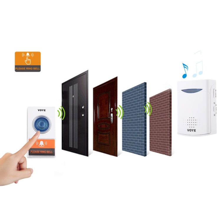 VOYE V006A Home Music Remote Control Wireless Doorbell with 38 Polyphony Sounds(White)