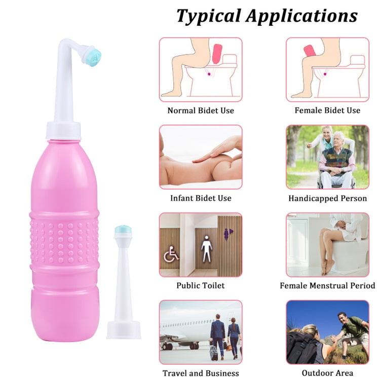 500ml Portable Handheld Travel Bidet Women Vaginal Male Anal Washing Sprayer (Pink)