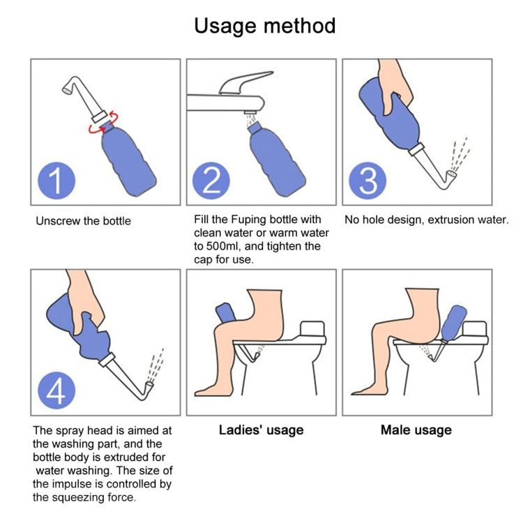 500ml Portable Handheld Travel Bidet Women Vaginal Male Anal Washing Sprayer (Pink)