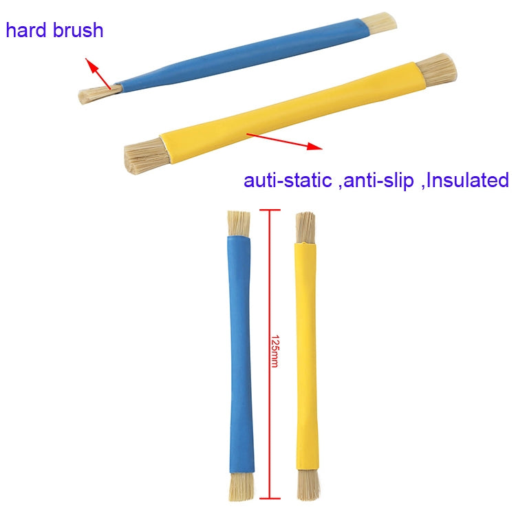 Kaisi BGA Repairing Hard Brush Double-head Brush Anti-static Pig Hair Brush(Yellow)