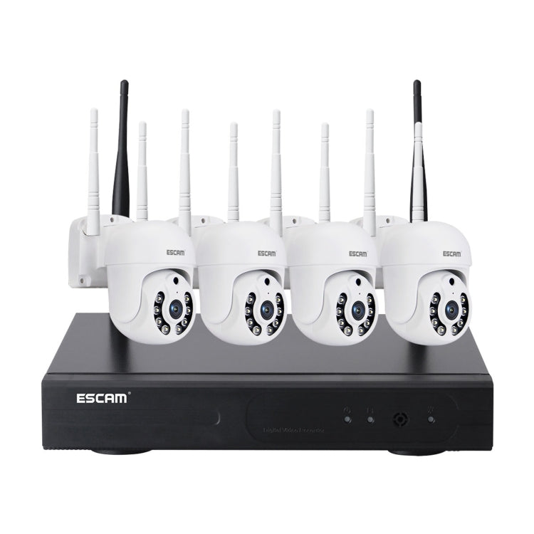ESCAM WNK714 3.0 Million Pixels 4-channel HD Dome Camera NVR Wireless Monitoring Kit, EU Plug