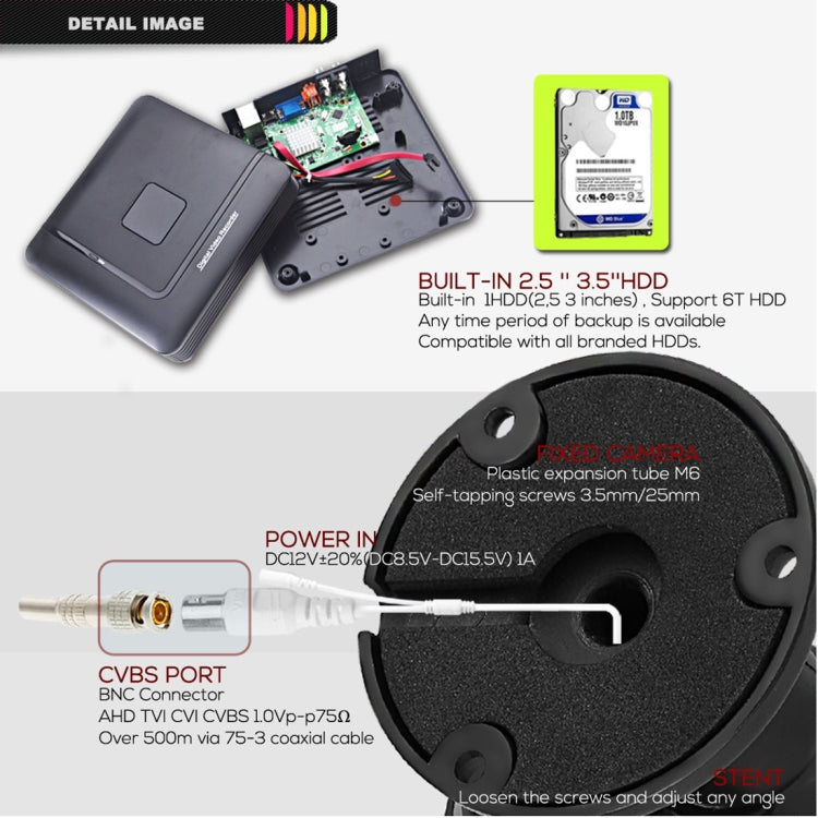 A8B5-Mini 8 Channel 1080P 2.0 Mega Pixel 8 x Bullet AHD Cameras Mini AHD DVR Kit, Support Night Vision / Motion Detection, IR Distance: 20m(Black)