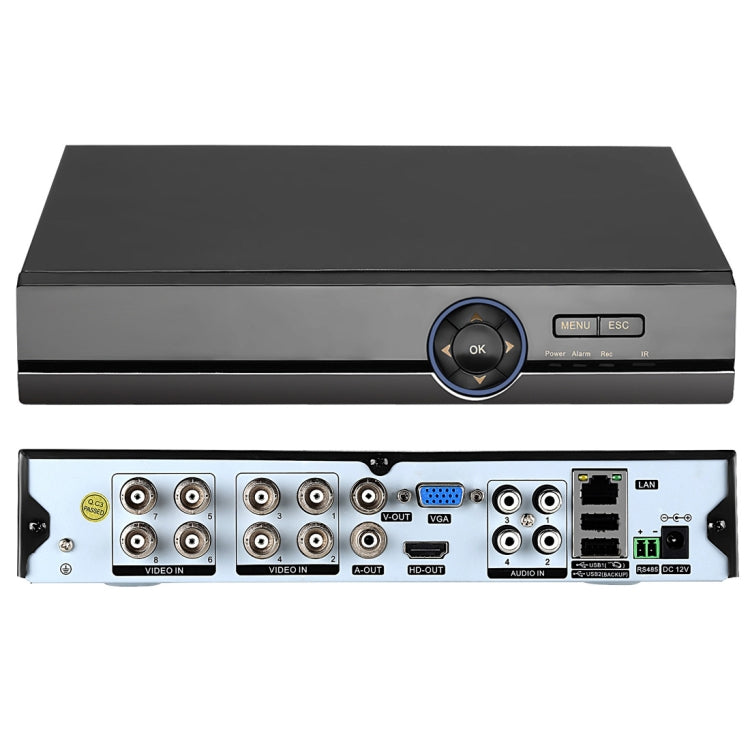 A81U-ZS 5 in 1 8 Channel Dual Stream H.264 1080N AHD DVR, Support AHD / TVI / CVI / CVBS / IP Signal(Black)