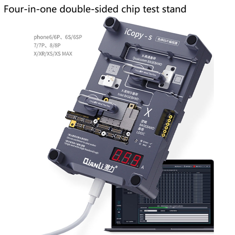 Qianli iCopy-S Double Sided Chip Test Stand 4 in1 Logic Baseband EEPROM Chip Non-removal For iPhone 7 / 7 Plus / 8 / 8 Plus